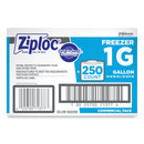 Ziploc Double Zipper Freezer Bags, 1 gal, 2.7 mil, 10.56" x 10.75", Clear, 250/Carton