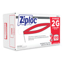 Ziploc Double Zipper Storage Bags, 2 gal, 1.75 mil, 15" x 13", Clear, 100/Carton