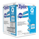 Ziploc Double Zipper Freezer Bags, 1 qt, 2.7 mil, 7" x 7.75", Clear, 300/Carton