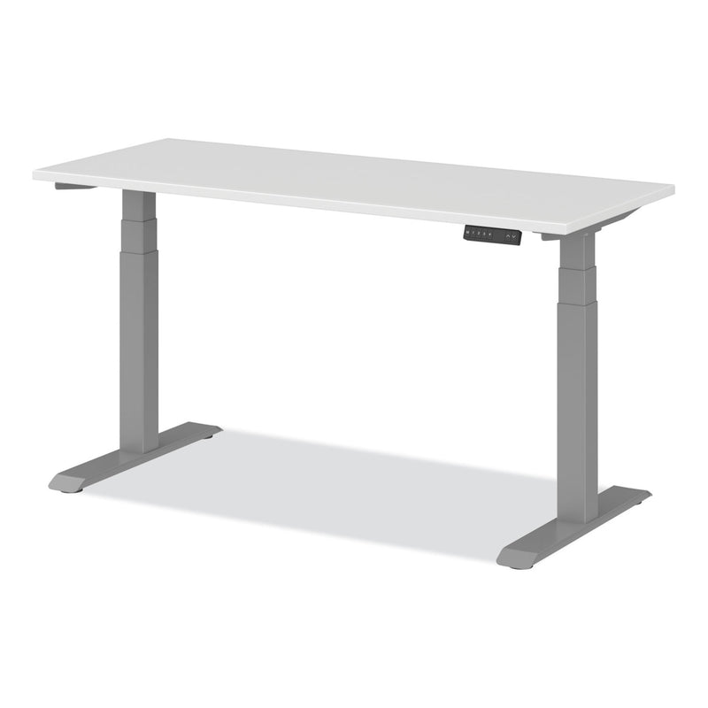Alera AdaptivErgo Three-Stage Electric Height-Adjustable Table w/Memory Controls, Top/Base Bundle, 30" to 49"h, White Top/Gray Base