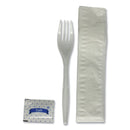 Boardwalk Three-Piece Utensil Set, Fork/Napkin/Salt Packet, White, 500/Carton