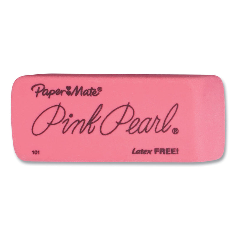 Paper Mate Pink Pearl Eraser, For Pencil Marks, Rectangular Block, Large, Pink, 3/Pack