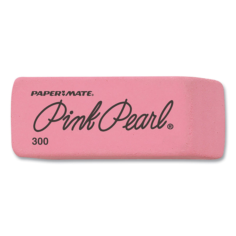 Paper Mate Pink Pearl Eraser, For Pencil Marks, Rectangular Block, Medium, Pink, 3/Pack