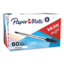 Paper Mate InkJoy 50ST Ballpoint Pen, Stick, Medium 1 mm, Black Ink, White/Black Barrel, 60/Pack