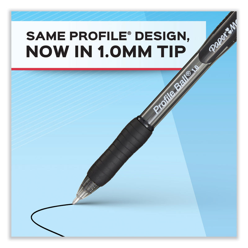 Paper Mate Profile Ballpoint Pen, Retractable, Medium 1 mm, Blue Ink, Translucent Blue Barrel, 36/Pack