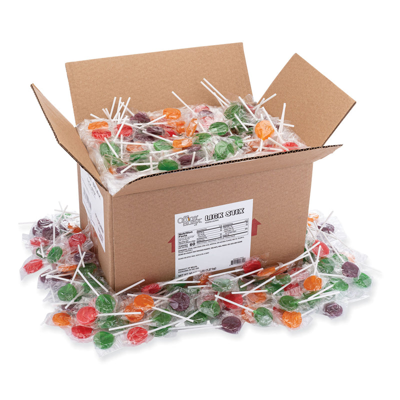 Office Snax Lick Stix Suckers, Randomly Assorted Flavors, 5 lb Bag