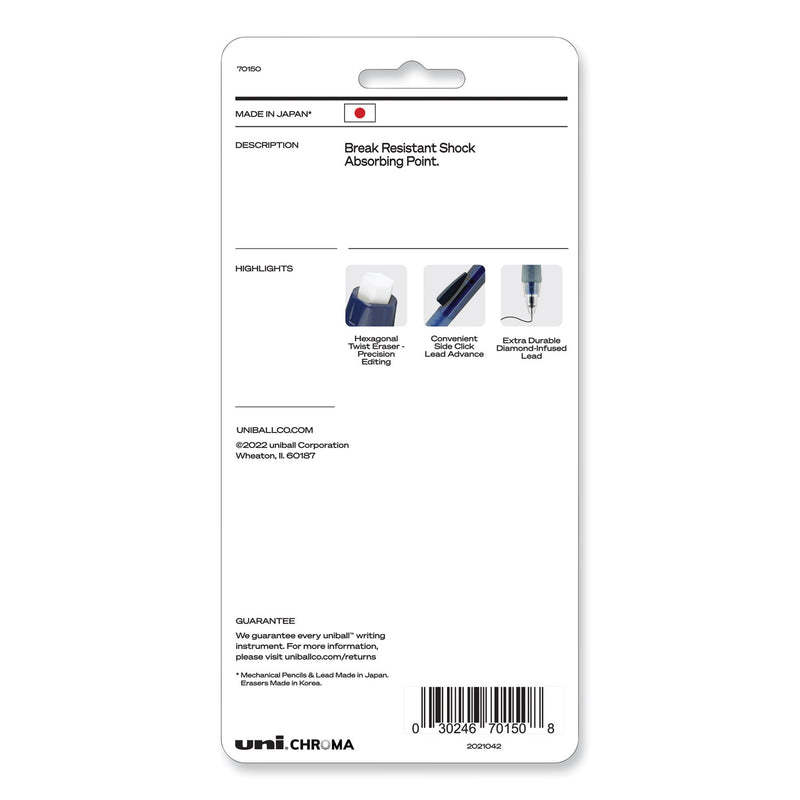 uniball Chroma Mechanical Pencil woth Leasd and Eraser Refills, 0.7 mm, HB (