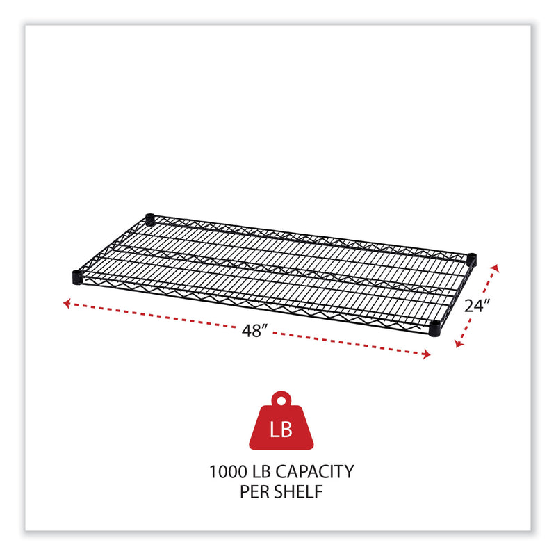 Alera Industrial Wire Shelving Extra Wire Shelves, 48w x 24d, Black, 2 Shelves/Carton