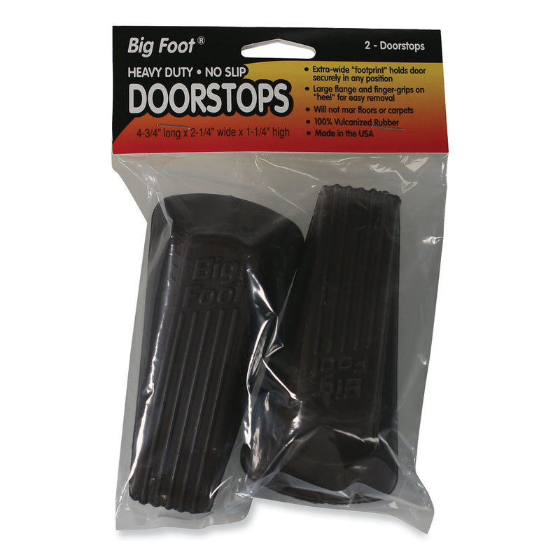 Master Caster Big Foot Doorstop, No Slip Rubber Wedge, 2.25w x 4.75d x 1.25h, Brown, 2/Pack