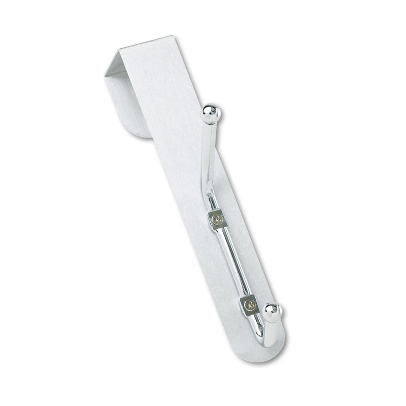 Safco Over-The-Door Double Coat Hook, Chrome-Plated Steel, Satin Aluminum Base
