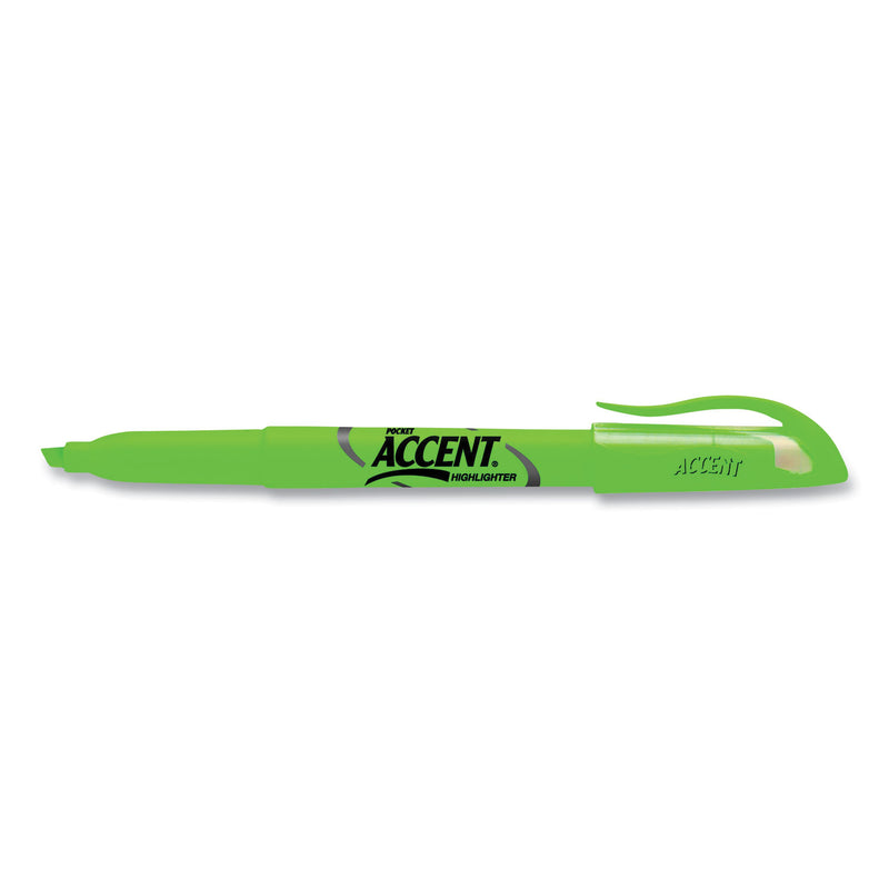 Sharpie Pocket Style Highlighters, Fluorescent Green Ink, Chisel Tip, Green Barrel, Dozen