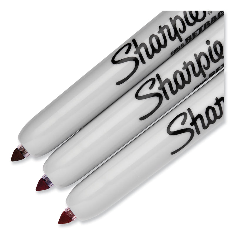 Sharpie Retractable Permanent Marker, Fine Bullet Tip, Assorted Colors, 3/Set