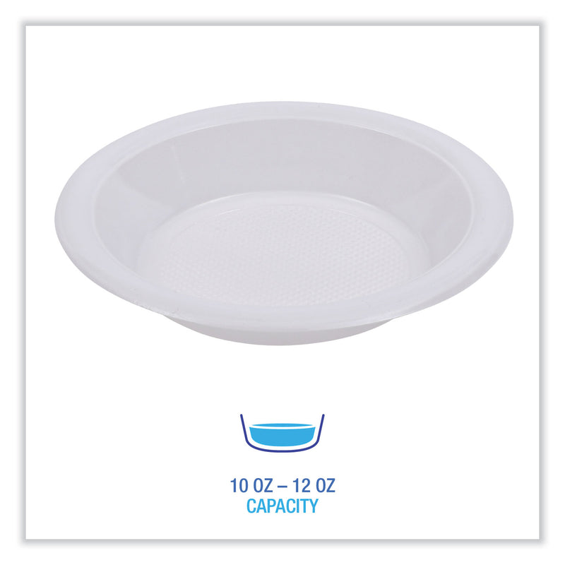 Boardwalk Hi-Impact Plastic Dinnerware, Bowl, 10 to 12 oz, White, 1,000/Carton