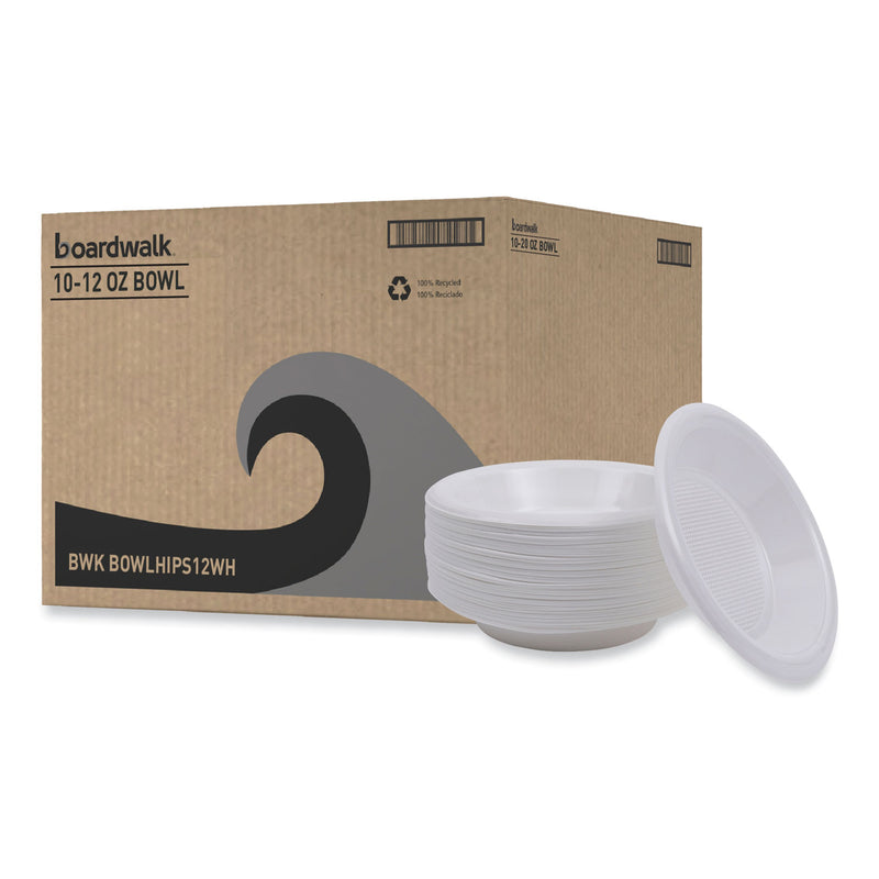 Boardwalk Hi-Impact Plastic Dinnerware, Bowl, 10 to 12 oz, White, 1,000/Carton