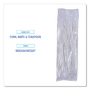 Boardwalk Three-Piece Cutlery Kit, Fork/Knife/Teaspoon, Polypropylene, White, 250/Carton