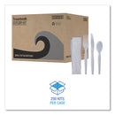 Boardwalk Four-Piece Cutlery Kit, Fork/Knife/Napkin/Teaspoon, Heavyweight, White, 250/Carton