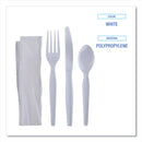 Boardwalk Four-Piece Cutlery Kit, Fork/Knife/Napkin/Teaspoon, Heavyweight, White, 250/Carton