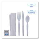 Boardwalk Six-Piece Cutlery Kit, Condiment/Fork/Knife/Napkin/Spoon, Heavyweight, White, 250/Carton
