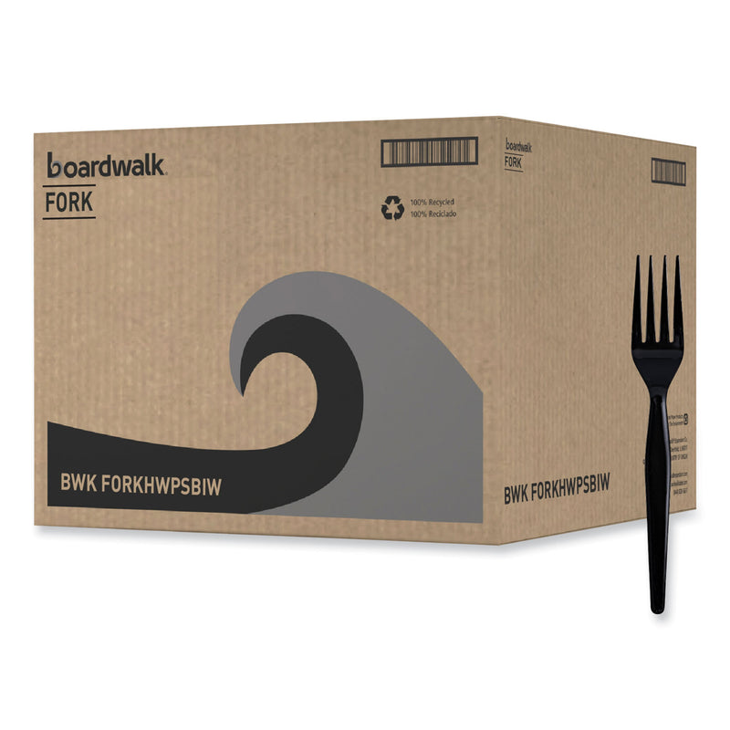 Boardwalk Heavyweight Wrapped Polystyrene Cutlery, Fork, Black, 1,000/Carton