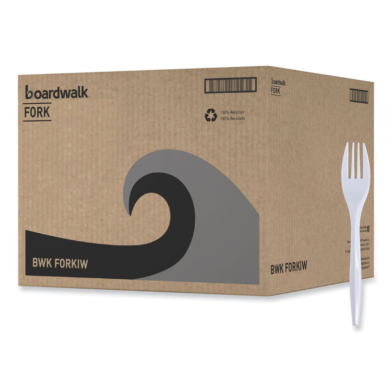 Boardwalk Mediumweight Wrapped Polypropylene Cutlery, Fork, White, 1000/Carton