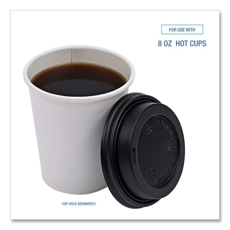 Boardwalk Hot Cup Lids, Fits 8 oz Hot Cups, Black, 1,000/Carton