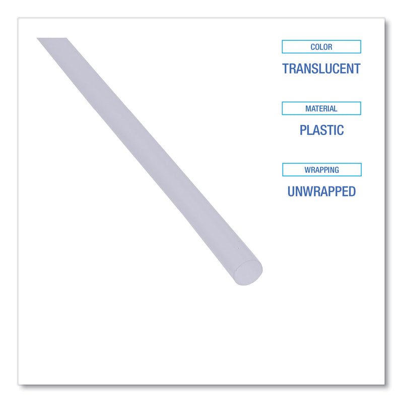 Boardwalk Jumbo Straws, 7.75", Plastic, Translucent, Unwrapped, 250/Pack, 50 Packs/Carton