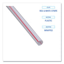 Boardwalk Wrapped Jumbo Straws, 7.75", Plastic, Red w/White Stripe, 400/Pack, 25 Packs/Carton