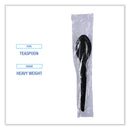 Boardwalk Heavyweight Wrapped Polystyrene Cutlery, Teaspoon, Black, 1,000/Carton