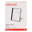 Universal Clear Front Report Cover, Prong Fastener, 0.5" Capacity, 8.5 x 11, Clear/Black, 25/Box