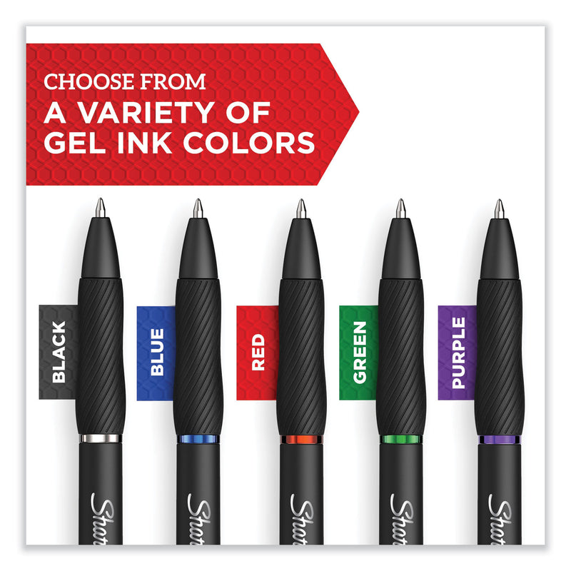 Sharpie S-Gel High-Performance Gel Pen, Retractable, Medium 0.7 mm, Purple Ink, Black Barrel, Dozen