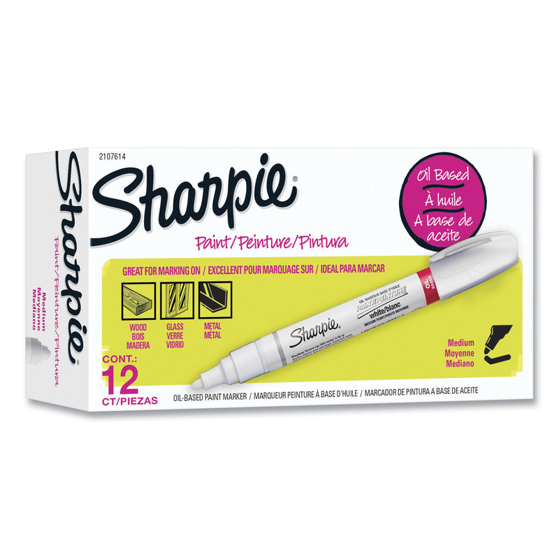 Sharpie Permanent Paint Marker, Medium Bullet Tip, White, Dozen