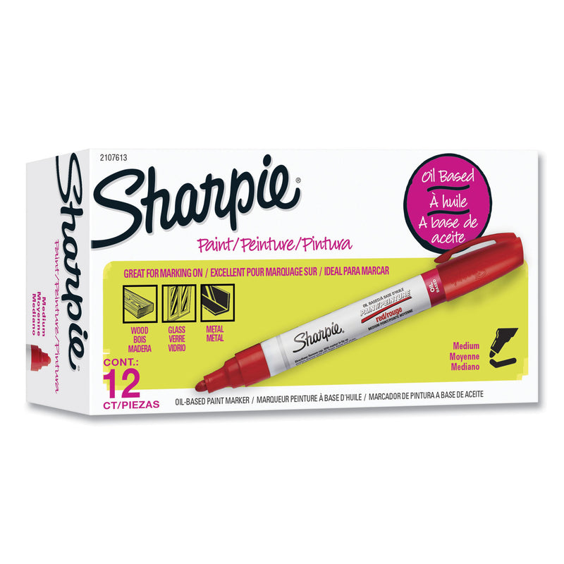 Sharpie Permanent Paint Marker, Medium Bullet Tip, Red, Dozen
