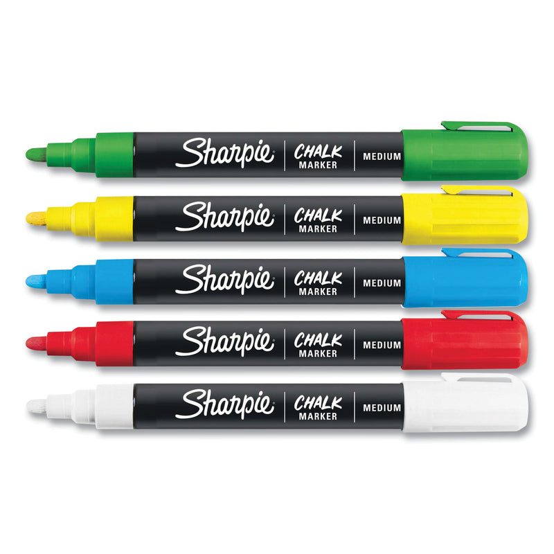 Sharpie Wet-Erase Chalk Marker, Medium Bullet Tip, Assorted Colors, 5/Pack