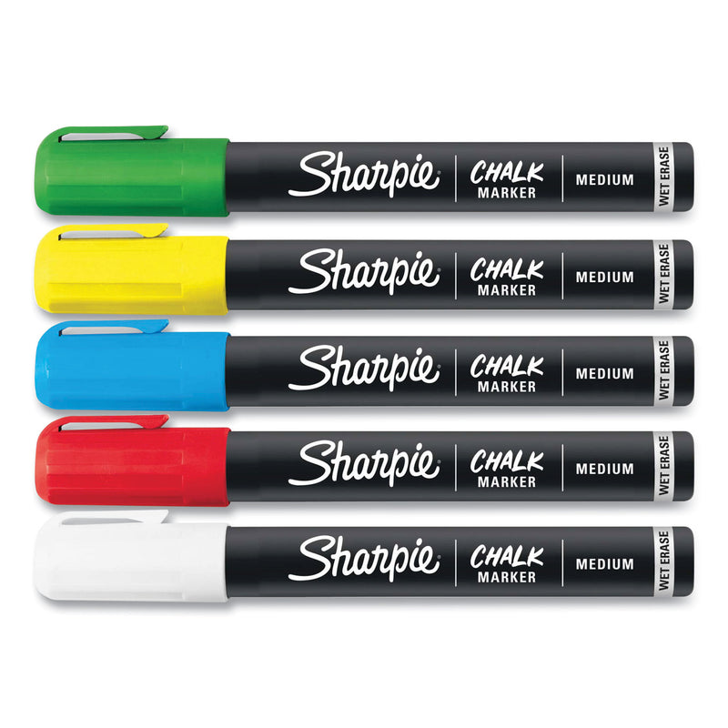 Sharpie Wet-Erase Chalk Marker, Medium Bullet Tip, Assorted Colors, 5/Pack
