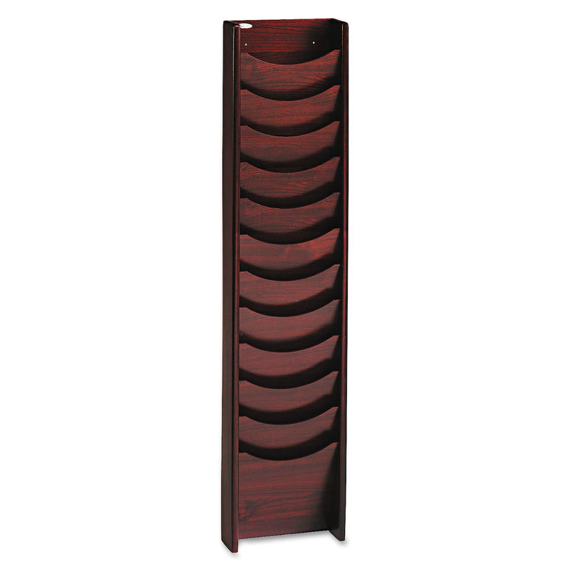 Safco Solid Wood Wall-Mount Literature Display Rack, 11.25w x 3.75d x 48.75h, Mahogany