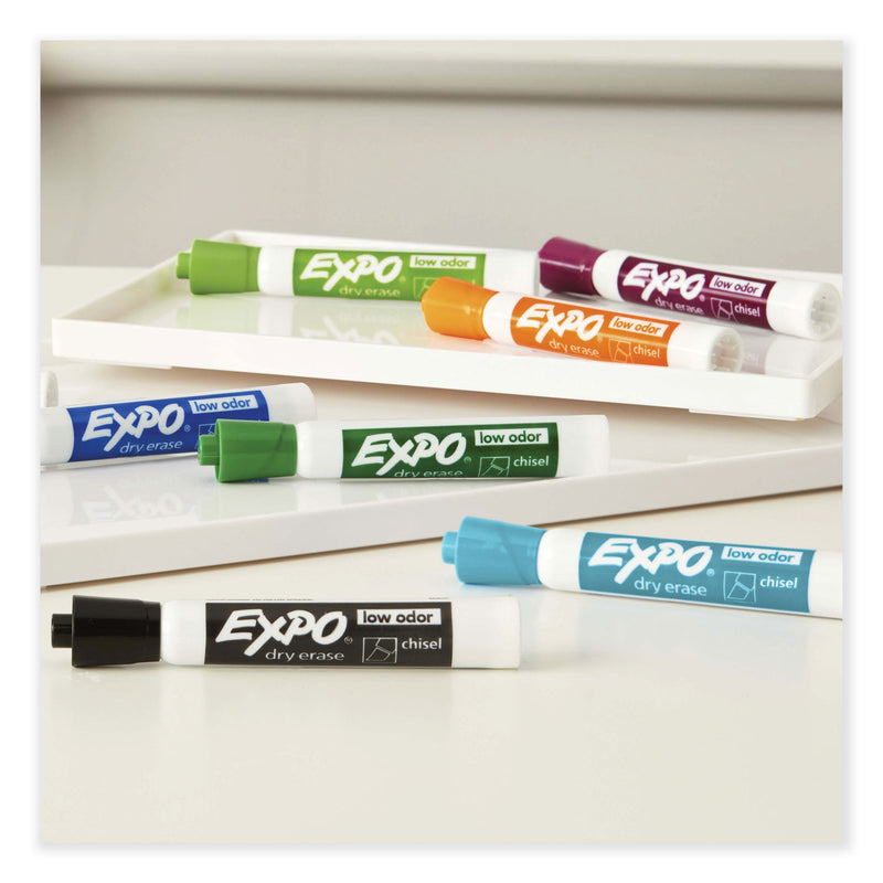EXPO Low Odor Dry Erase Vibrant Color Markers, Broad Chisel Tip, Assorted Colors, 16/Set
