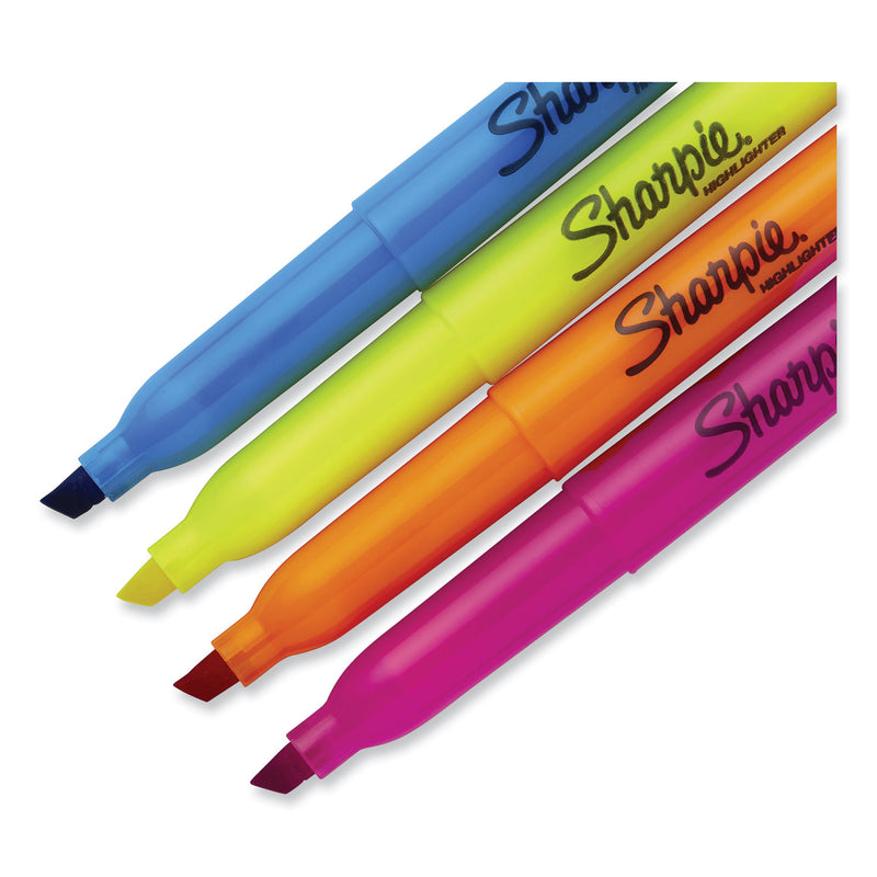 Sharpie Pocket Style Highlighters, Assorted Ink Colors, Chisel Tip, Assorted Barrel Colors, 5/Set