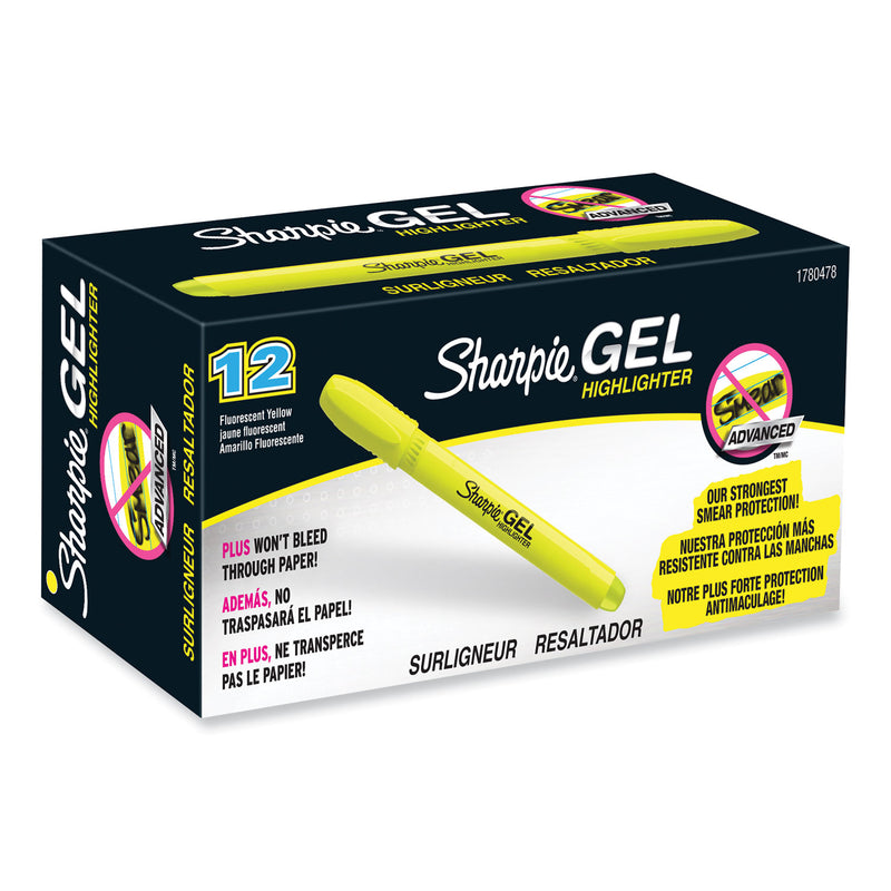 Sharpie Gel Highlighters, Fluorescent Yellow Ink, Bullet Tip, Yellow Barrel
