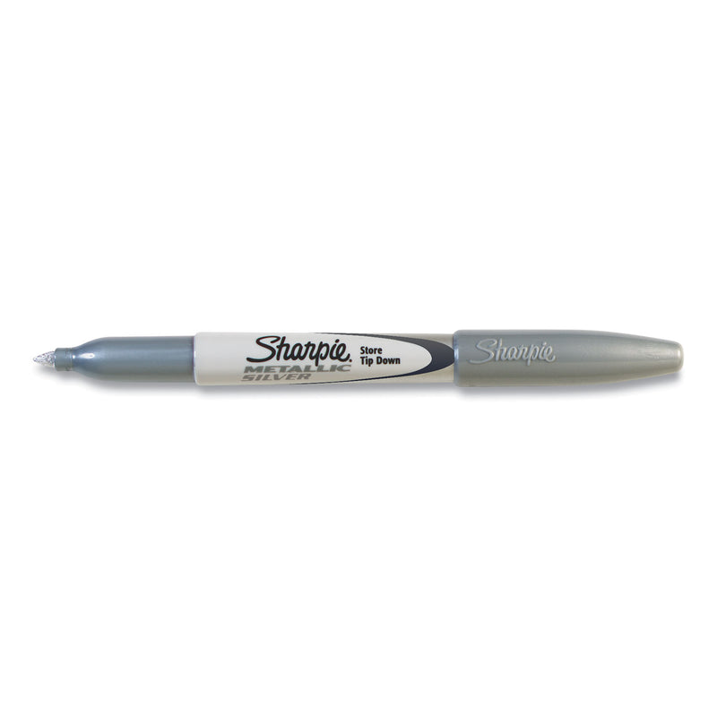 Sharpie Metallic Fine Point Permanent Markers, Fine Bullet Tip, Metallic Silver, Dozen