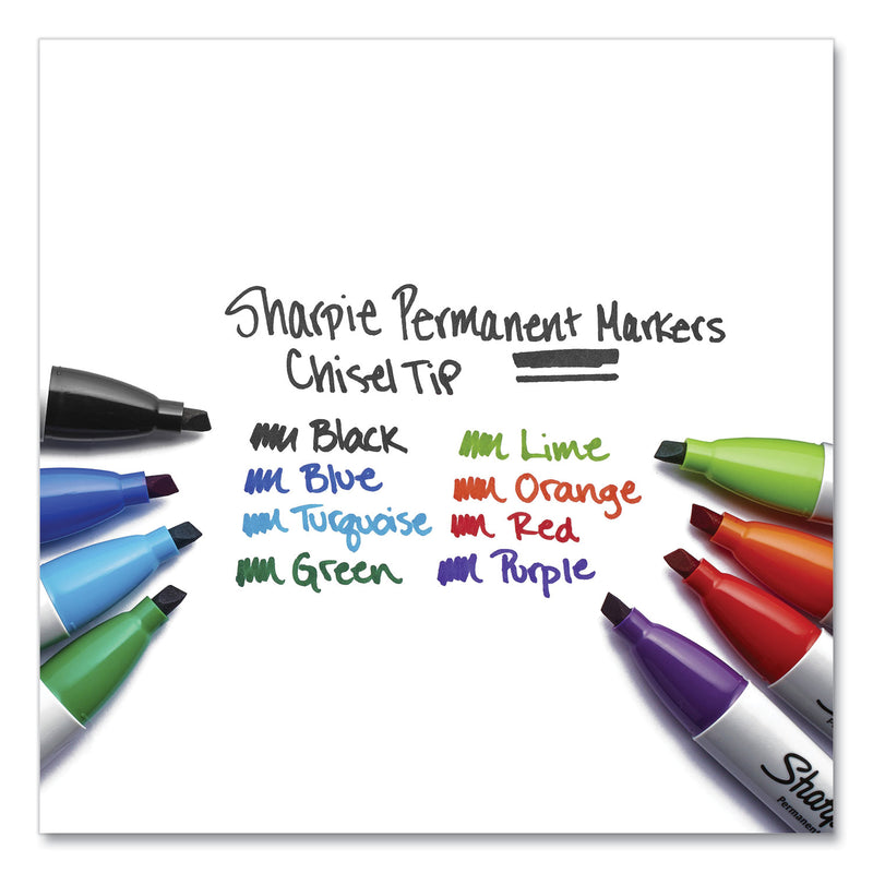 Sharpie Chisel Tip Permanent Marker, Medium Chisel Tip, Black, Dozen