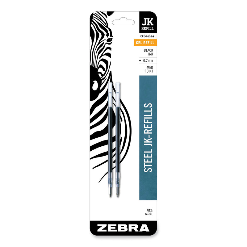 Zebra Refill for Zebra JK G-301 Gel Rollerball Pens, Medium Conical Tip, Black Ink, 2/Pack
