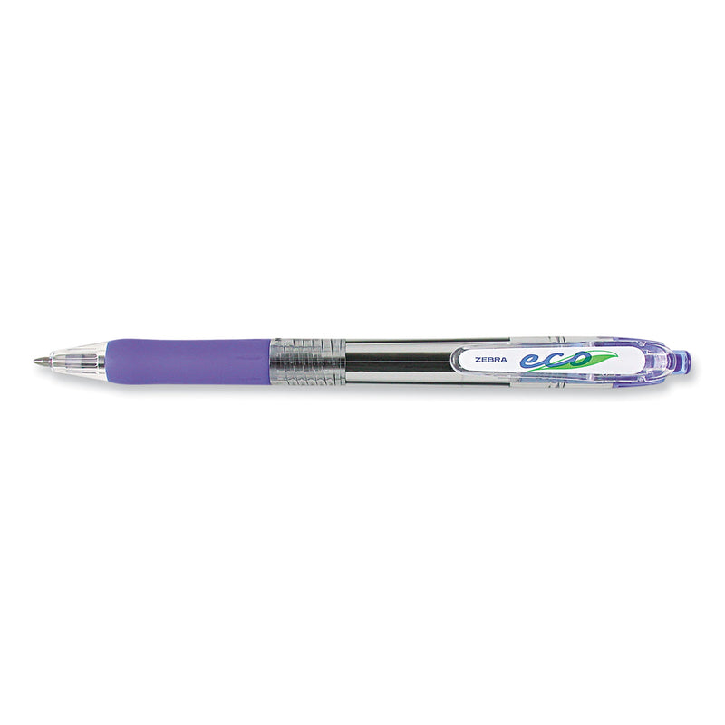 Zebra ECO Jimnie Clip Ballpoint Pen, Retractable, Medium 1 mm, Blue Ink, Translucent Blue Barrel, 12/Pack
