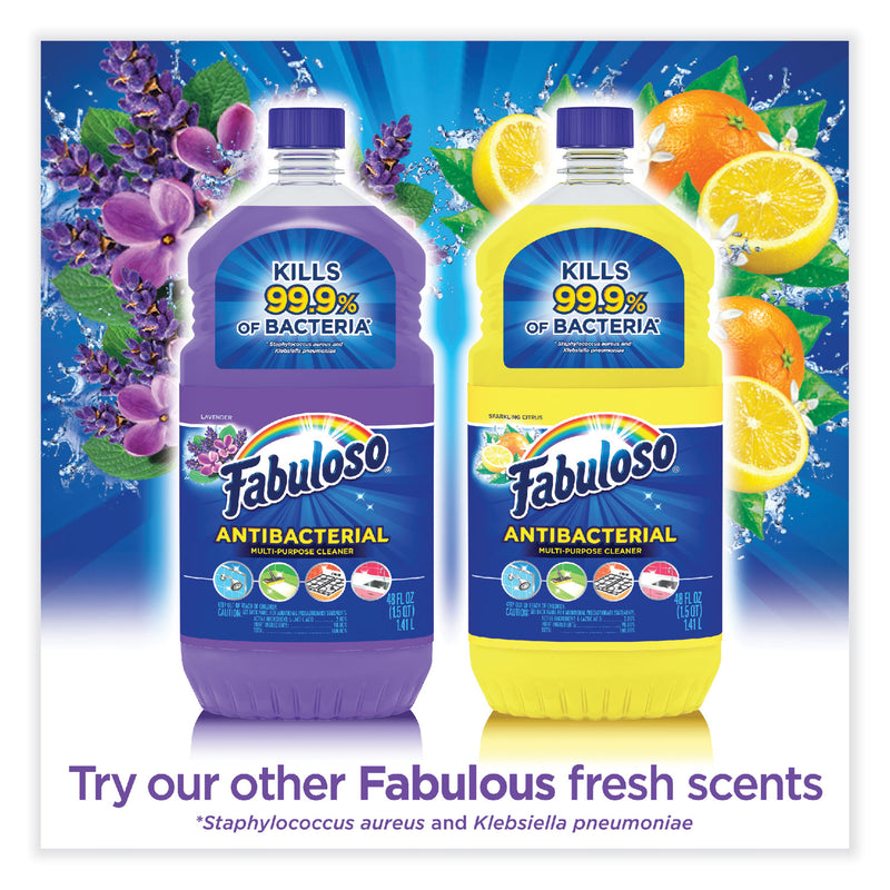 Fabuloso Antibacterial Multi-Purpose Cleaner, Lavender Scent, 48 oz Bottle, 6/Carton
