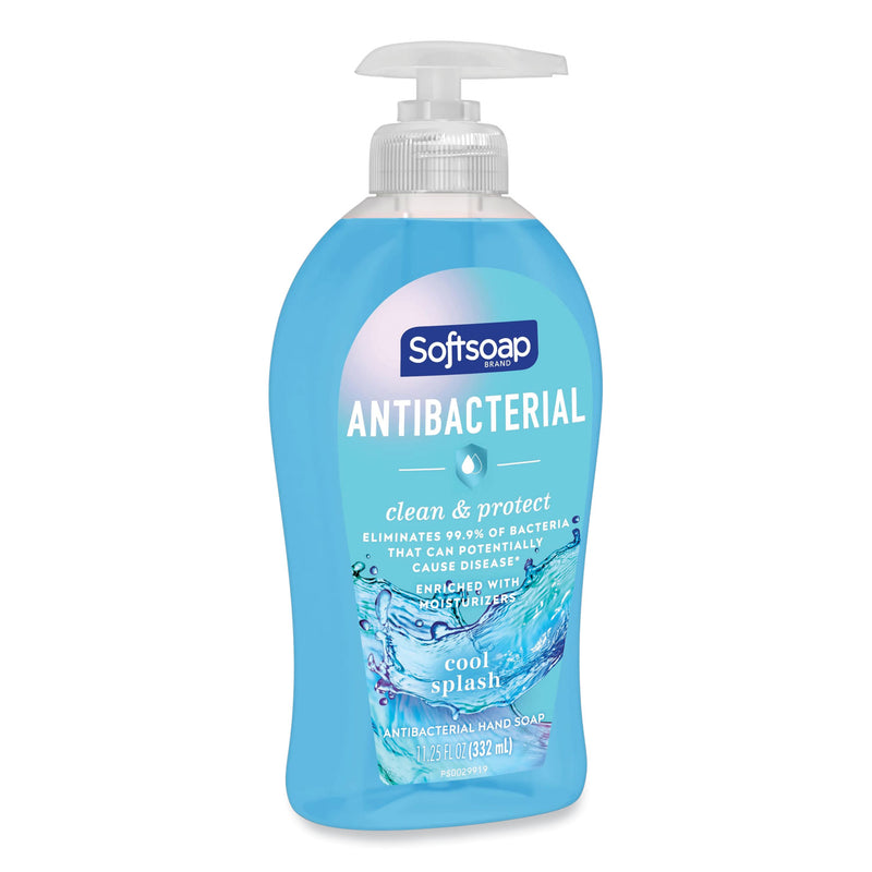 Softsoap Antibacterial Hand Soap, Cool Splash, 11.25 oz Pump Bottle, 6/Carton