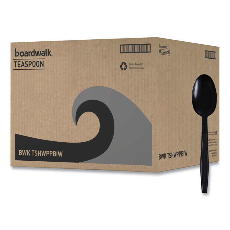 Boardwalk Heavyweight Wrapped Polypropylene Cutlery, Teaspoon, Black, 1,000/Carton