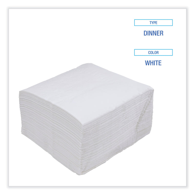 Boardwalk Dinner Napkin, 1-Ply, 17 x 17, White, 250/Pack, 12 Packs/Carton