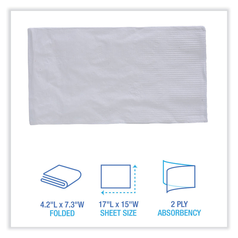 Boardwalk Dinner Napkin, 2-Ply, 17 x 15, White, 100/Pack, 30 Packs/Carton