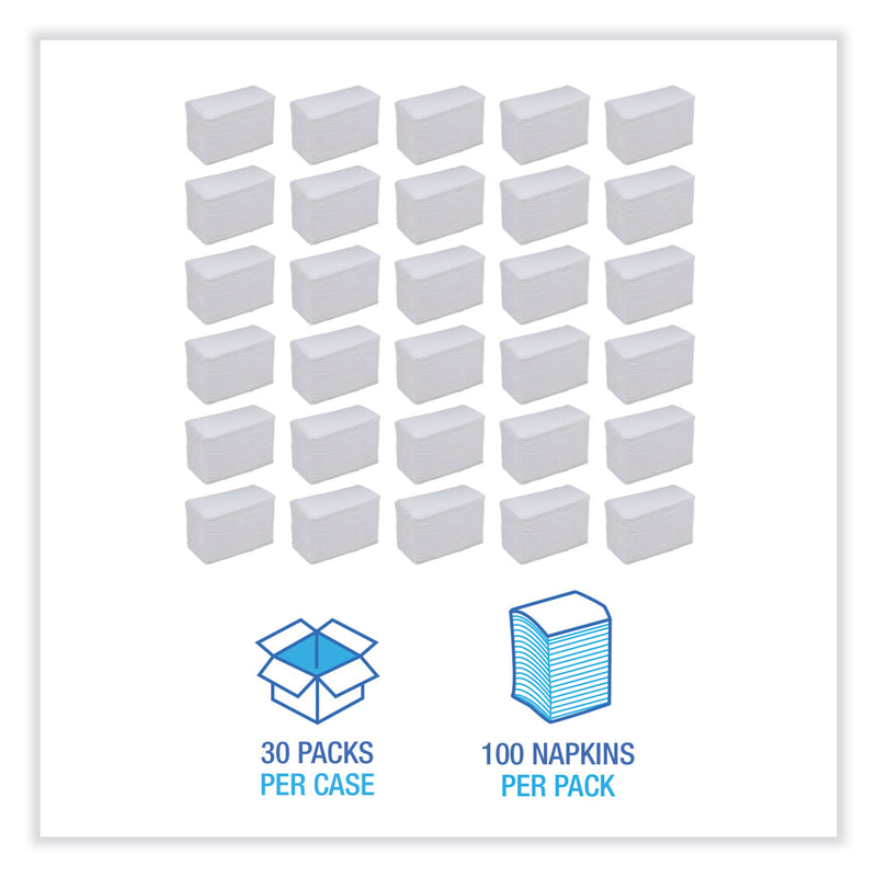 Boardwalk Dinner Napkin, 2-Ply, 17 x 15, White, 100/Pack, 30 Packs/Carton