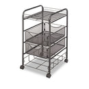 Safco Onyx Mesh Mobile File with Four Supply Drawers, Metal, 1 Shelf, 4 Drawers, 15.75" x 17" x 27", Black