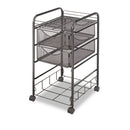 Safco Onyx Mesh Mobile File with Four Supply Drawers, Metal, 1 Shelf, 4 Drawers, 15.75" x 17" x 27", Black